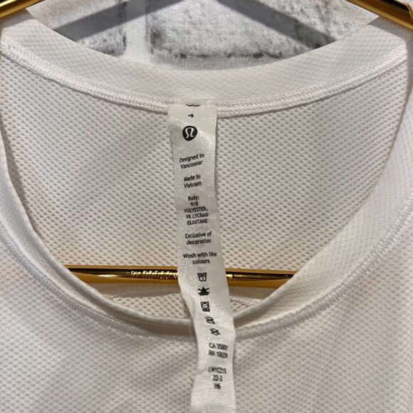Lululemon Muscle Tank Top Womens 4 High Neck Semi Sheer White Reflective - Picture 2 of 6